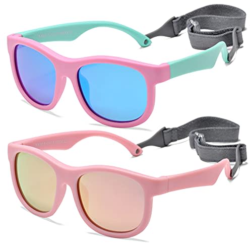 Flexible Polarized Baby Sunglasses with Adjustable Strap for Toddler Newborn Infant Age 0-24 Months