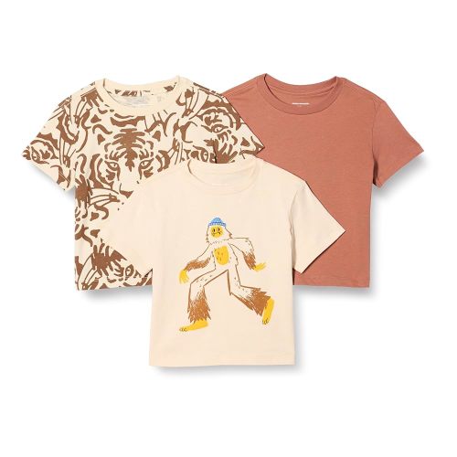 Amazon Essentials Boys and Toddlers' Cotton T-Shirts, Pack of 3