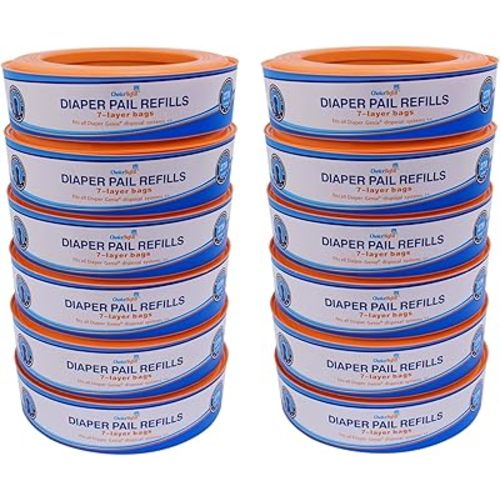 Compatible with Diaper Genie Pails, 12-Pack, 3840 count (12)