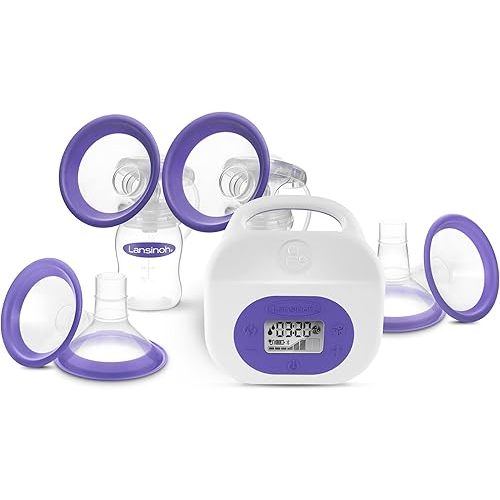 Lansinoh Smartpump 3.0 Double Electric Breast Pump, Portable and Rechargeable, Connects to Baby App, Hospital Strength Suction for Breastfeeding Moms