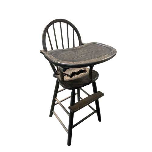 Bow back HIGH CHAIR - Solid Oak Child Booster Seat & Tray (option) - Amish Handcrafted USA, High Chair, Wooden High Chair
