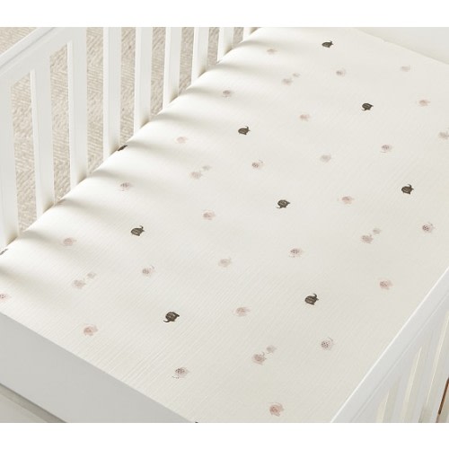 Elephant Organic Muslin Crib Fitted Sheet | Pottery Barn Kids