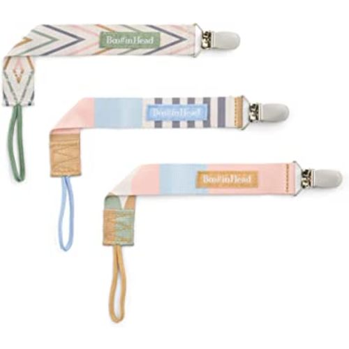 BooginHead Pacifier Clip Baby Pacifier Holder PaciGrip 3-Pack, Geometric Pink