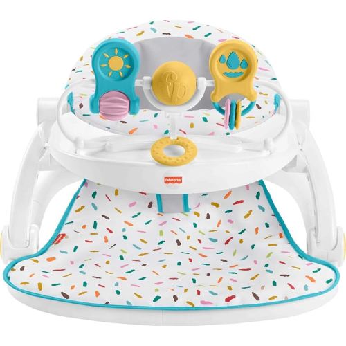 Fisher-Price Portable Baby Chair Deluxe Sit-Me-Up Floor Seat with Snack Tray, Rainbow Sprinkles
