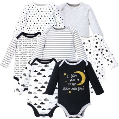 Hudson Baby Cotton Long-Sleeve Bodysuits 7pk, Moon And Back, Size: 0-3 months