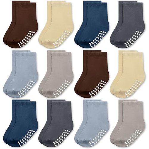 12 Pack Baby Toddler Socks Non Slip Grip