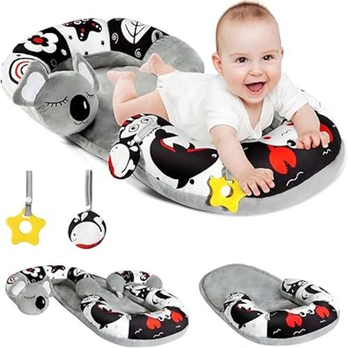URMYWO Tummy Time Activity Mat - Cozy Tummy Time Mat for Newborn 0-12 Months, Breathable and Soft Infant Baby Sit Me Up Floor Seat Early Sensory Development Gifts Tummy Time Play Toys
