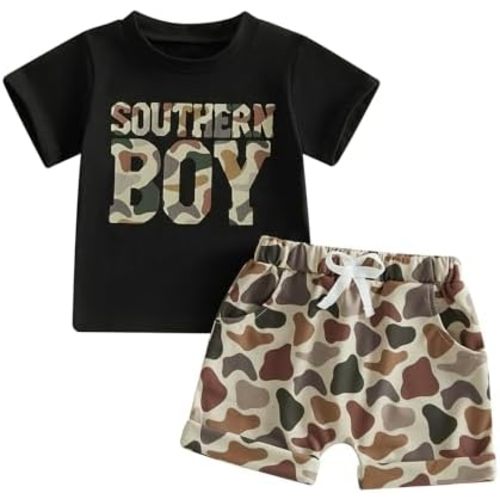 WZTYYDS Toddler Baby Boy Clothes Summer Southern Boy​ Hunting T-Shirt Duck Camo Shorts Set Country Outfit 1T 2T 3T 4T