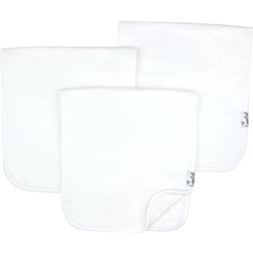 Copper Pearl Premium Baby Burp Cloths - 3-Pack Large Cotton Burp Cloths, Extra Soft Spit Up Rags with 3 Absorbent Layers, Perfect for Baby Boy and Baby Girl Gifts (21" x 10" Size, White Basics Set)