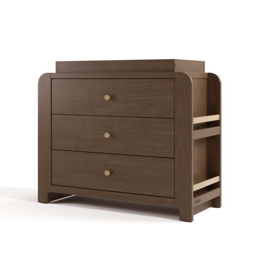 Graco Read-with-Me 3 Drawer Chest with Bookshelves and Removable Changing Topper, Hazelnut with Driftwood