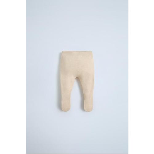 SILK COTTON KNIT FOOTED LEGGINGS - Light beige | ZARA United States