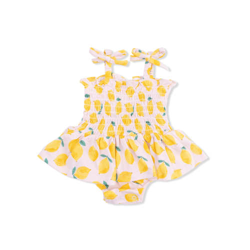 Smocked Bubble w/ Skirt, Sunny Lemons