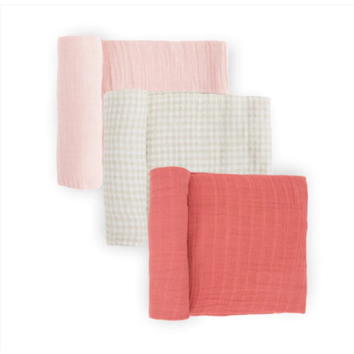 Cotton Muslin Swaddle Blanket 3 Pack - Light Pink - dadada baby