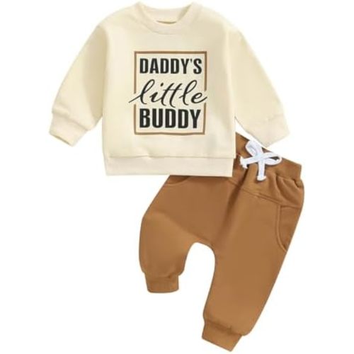 Toddler Baby Boy Fall outfit Mama's Boy Letter Embroidery Sweatshirt Top Elastic Pants Set Cute 2pcs Winter Clothes