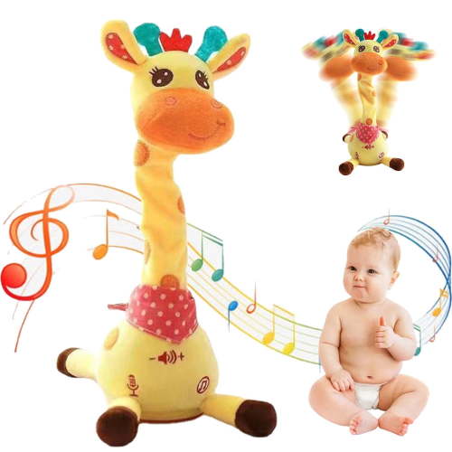 Dancing Talking Giraffe Toy - Singing & Repeating Stuffed Animal with Moving Neck, Soft Plush Interactive Learning Toy Gift for Babies & Toddlers 1-3 Years Old