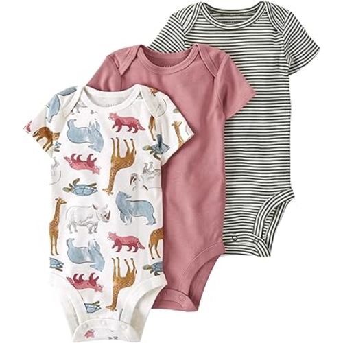 little planet by carter's unisex-baby 3-pack Short Sleeve Bodysuits Made With Organic Cotton