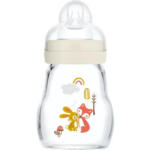 MAM Feel Good Slow Flow Premium Glass Bottle, Easy Switch Between Breast and Bottle, 5oz, 0+ Months, Unisex, 1 Pack