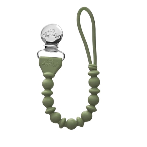 Itzy Ritzy Silicone Pacifier Clip; 100% Food Grade Silicone Pacifier Strap with Clip Keeps Pacifiers, Teethers & Small Toys in Place; Features One-Piece Design & Cord (Camo)