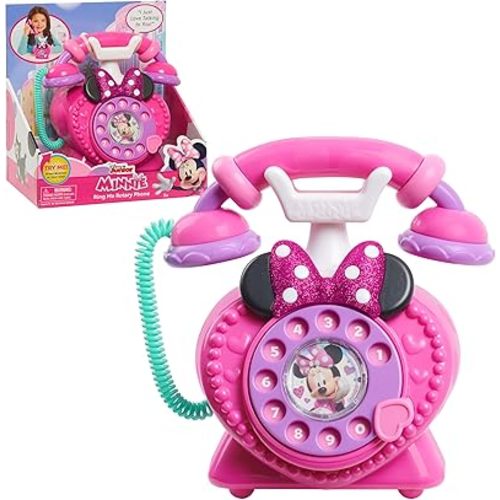 Disney Junior Minnie Mouse Ring Me Rotary Pretend Play Phone with Lights and Sounds, Officially Licensed Kids Toys for Ages 3 Up, Gifts and Presents