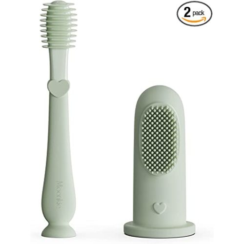 Amazon.com : Moonkie Baby Finger Toothbrush Tongue Oral Cleaner Kit for 3 Months +, 2 Pcs (Mint) : Health & Household