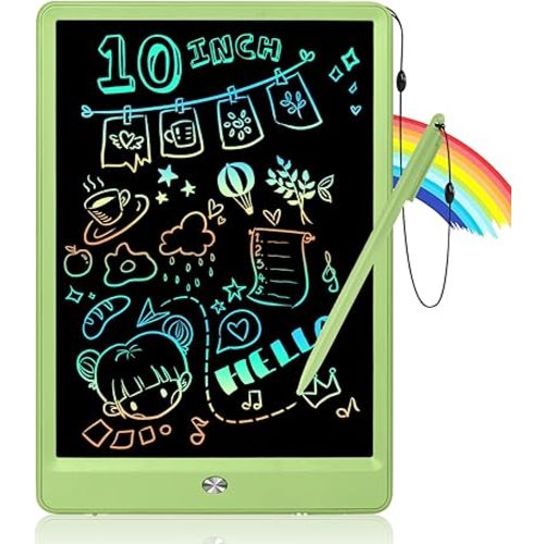 EooCoo LCD Writing Tablet for Kids, 10 Inch Colorful Doodle Board Drawing Pad, Educational Learning Toys for Toddlers, No Mess Sketch Pads for Travel, Boo Basket Stuffers Gifts for Teen 3-12 Years