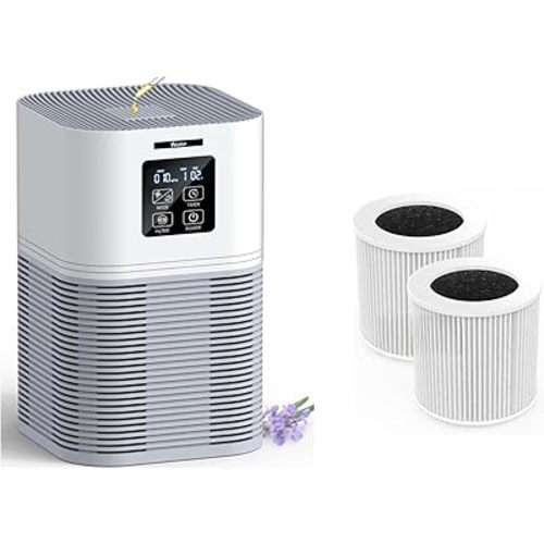 Air Purifier, Home Air Cleaner For Bedroom Large Room up to 600 sq.ft, VEWIOR H13 True HEPA Air Filter for Pets Dander Odor Dust Smoke Pollen (A1+ 2 Pack Filters)…
