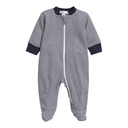 Stripe Pima Cotton Zip Footie, 0-3M