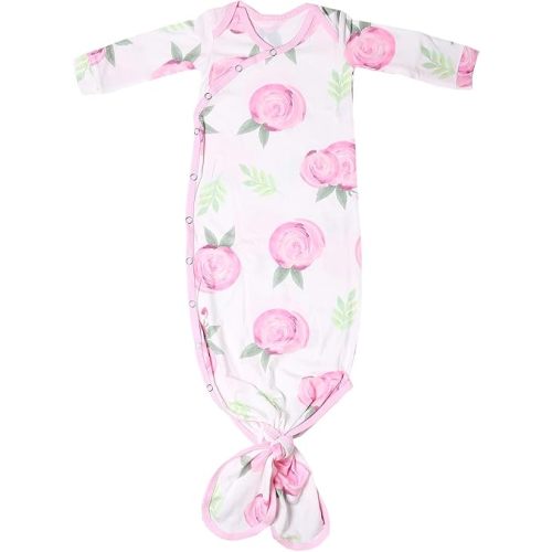 Copper Pearl Baby Gown - Knotted Newborn Sleepers for Baby Boy and Girl, Soft Stretchy Long Sleeve Infant Gowns with Bottom Tie and Hand Mittens, Perfect Hospital Coming Home Outfit (Grace)