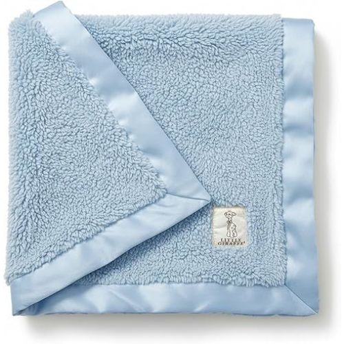 Little Giraffe Chenille Baby Blanket – 29x35” Soft Chenille with Satin Trim, Blue - Ultra-Soft, Gentle & Safe, Lightweight & Breathable - Ideal for Newborns & Toddlers
