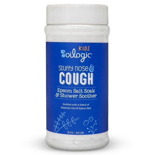 Oilogic Kids Stuffy Nose & Cough Epsom Salt Soak & Shower Soother - Made with Blended Essential Oils