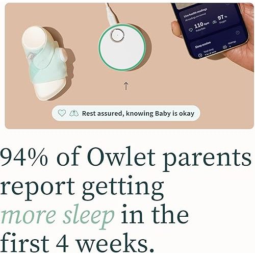 Owlet Dream Sock® - FDA-Cleared Smart Baby Monitor - Track Live Pulse (Heart) Rate, Oxygen in Infants - Receive Notifications