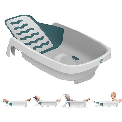 The First Years 4-in-1 Reclining Baby Bathtub - Adjustable Recline for Custom Comfort for Newborn to Toddler - All-in-1 Baby Bath Seat Adjusts as Baby Grows - Ages 0 to 24 Months