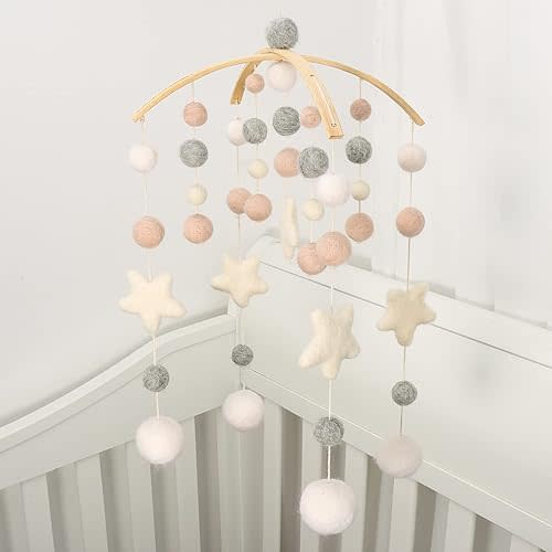 Boho Baby Mobile - Crib & Bassinet Mobile - Gender Neutral - Felt Ball Design