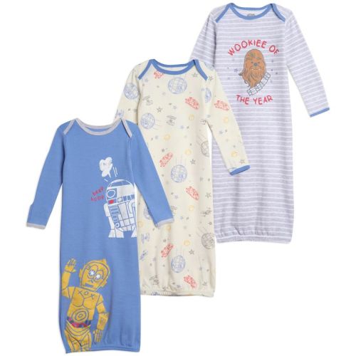 Star Wars Chewbacca R2-D2 C-3PO 3 Pack Sleeper Gowns, Size: newborn