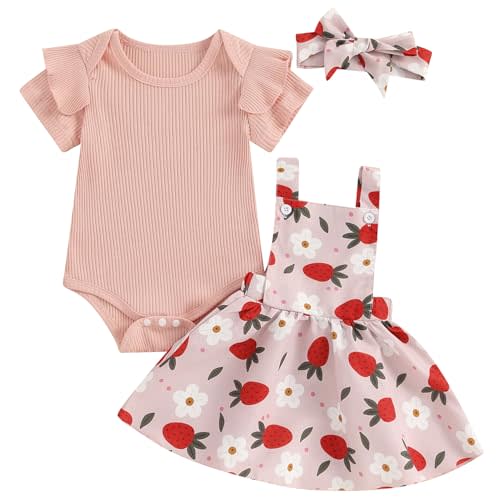 Mubineo Baby Girl Clothes Summer Cute Skirt Outfits Short Sleeve Romper Floral Overall Skirt Dress Infant Newborn Outfit