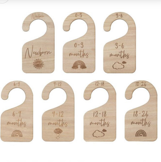 Ginger Ray Hello Baby Wooden Baby Hangers Cream