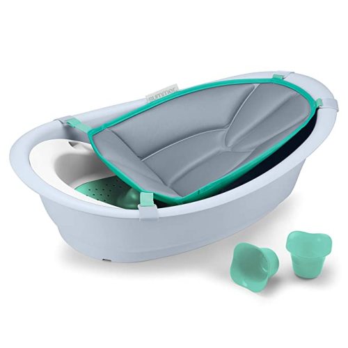Summer Infant Gentle Support Multi-Stage Tub - For Ages 0-24 Months - Includes Soft Support, Two Bath Toys, A Hook for Storage and Dying, and a Drain Plug - White - 3 Piece Set