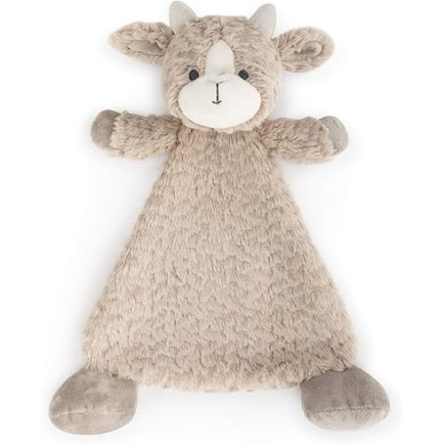 DEMDACO Gilda Goat Soft Brown 13 x 11 Plush Polyester Rattle Animal Blankie Toy