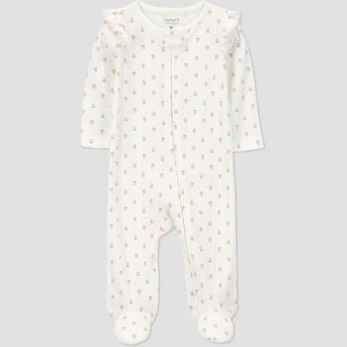 Carter's Just One You® Baby Girls' Sleep N' Play - Ivory Newborn: Floral Footed Pajamas, Two-Way Zipper
