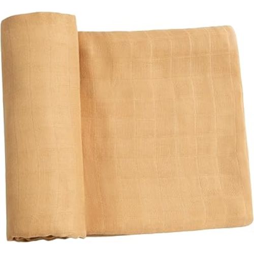 Meracorallo Muslin Swaddle Blanket Silky Soft Receiving Blanket Swaddle Wrap for Baby Boys and Girls, 47 x 47 inches, Yellow