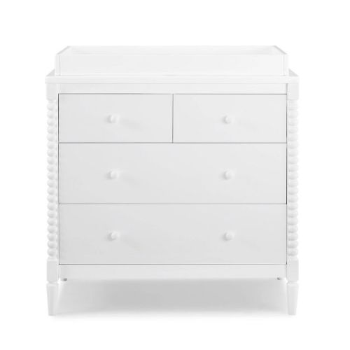 Delta Children Saint 4 Drawer Dresser With Changing Top And Interlocking Drawers - Bianca White