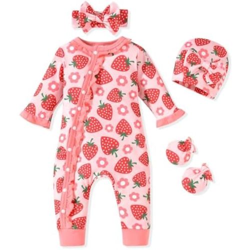 Aalizzwell Baby Girls Romper Outfit Fall Winter Clothes with Accessories