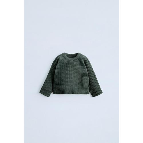 CABLE KNIT SWEATER - Dark Green| ZARA United States