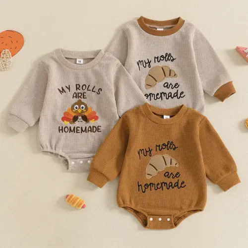 Baby Girl Boy Thanksgiving Outfit Newborn Bubble Romper Letter - TikTok Shop