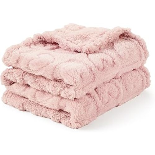 CREVENT 30"X40" Cozy Soft Warm Sherpa Baby Blanket for Girls Boys, Newborn Essentials for Infant, Baby Shower Receiving Gift - Pink Heart 75X100cm