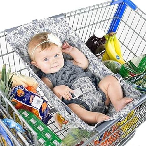 Shopping Cart Hammock for Infants and Toddlers, Cart Seats for Babies, for All Car Seat Models, Grocery Cart Hammock for Baby, Capacity of up to 50 lbs (Heritage Blue)