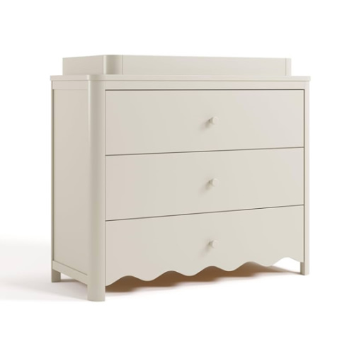 Storkcraft Casablanca 3 Drawer Chest with Removable Changing Topper (Frosted Oat) – GREENGUARD Gold Certified Wood Dresser for Baby & Kids, Interlocking Drawer System for Safety