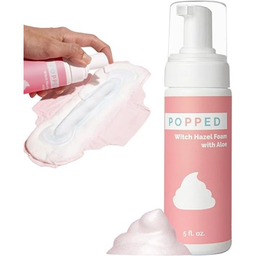POPPED Witch Hazel Foam with Aloe | Perineal Healing Foam for Postpartum Care | Relieves Pain, Hemorrhoids, and Swelling After Birth | Postpartum Essential (5 fl oz)