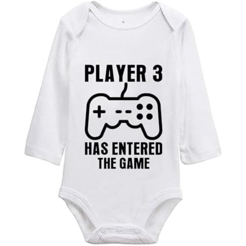 listery Baby Announcement Gamer Newborn Funny Baby Player 3 Has Entered The Game Boy Bodysuit Gamer Clothes
