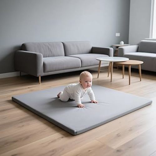 Baby Tummy Time Play Mat,47X47 Inch Babies Floor Mats | 1.2Inch Thicken Short Plush Baby Rug for Playpen | Infant,Toddlers,Removable Cover Crawling Mat Nusery Washable